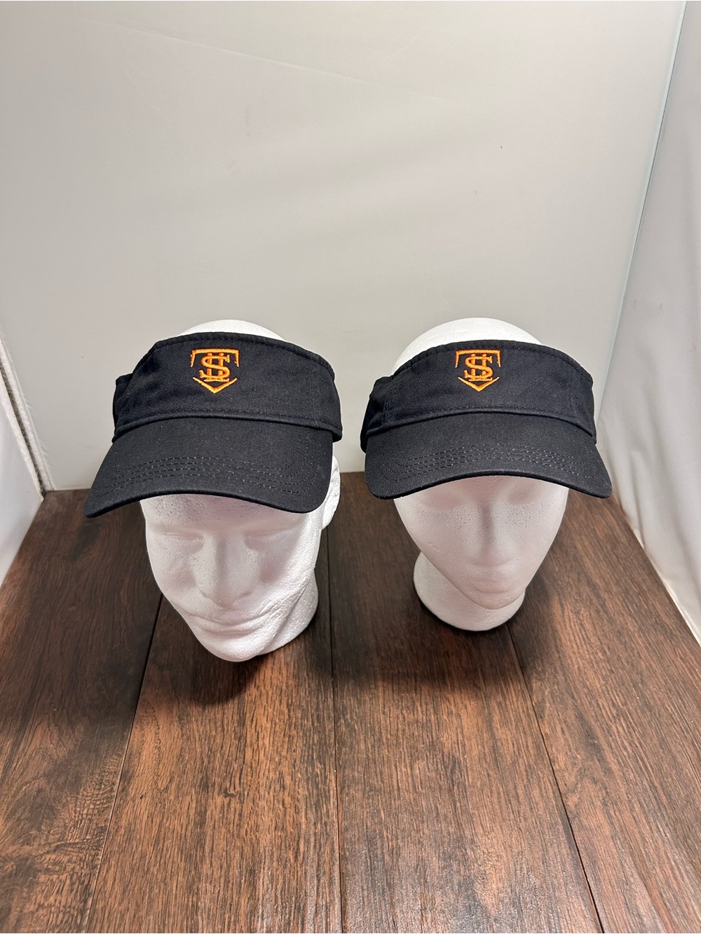 Lot Of 2 Black And Orange Logo Adjustable Sun Golf Tennis Fishing Visor Black